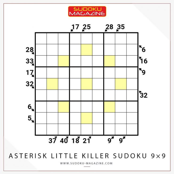 Asterisk Little Killer Sudoku 9×9
