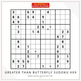 Greater Than Butterfly Sudoku 9x9