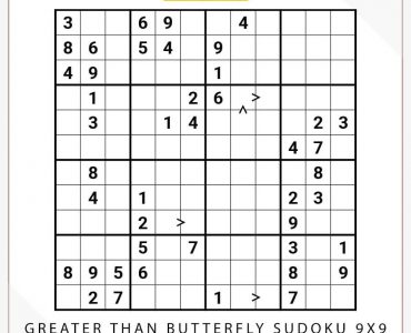 Greater Than Butterfly Sudoku 9x9