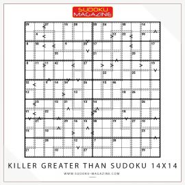 Killer Greater Than Sudoku 14x14