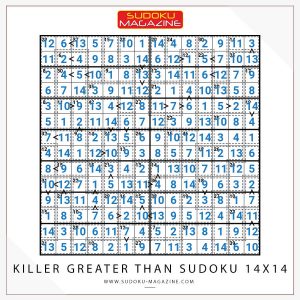 Killer Greater Than Sudoku 14x14 Solution