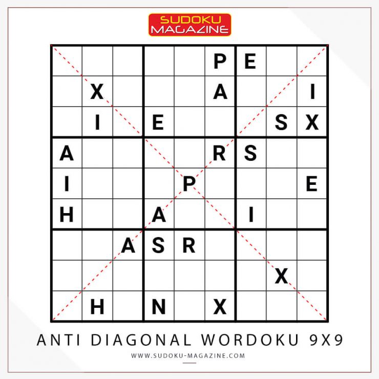 Anti Diagonal Wordoku 9x9