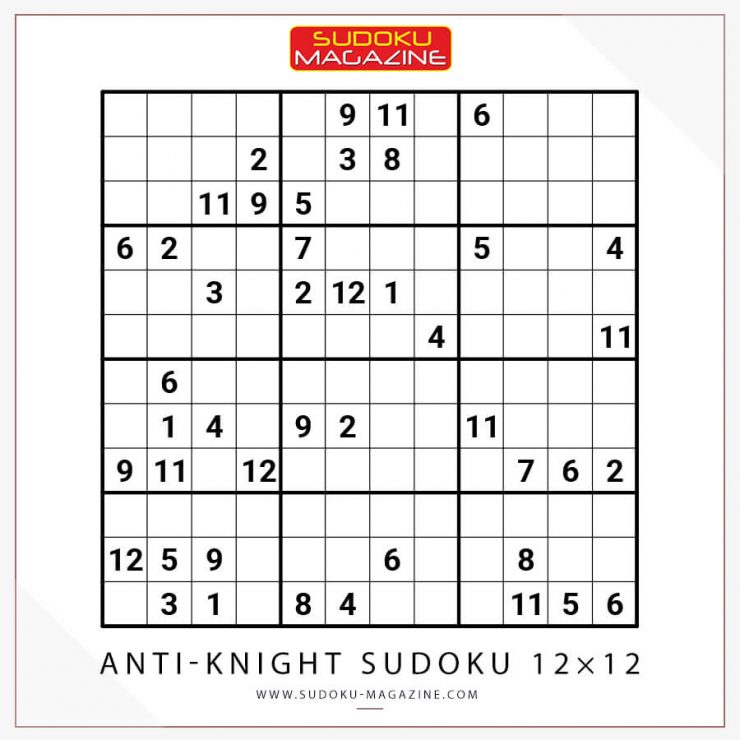 Anti-Knight Sudoku 12×12