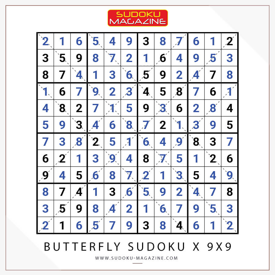 Butterfly Sudoku X 9x9 Solution