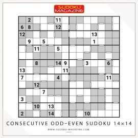 Consecutive Odd–Even Sudoku 14×14