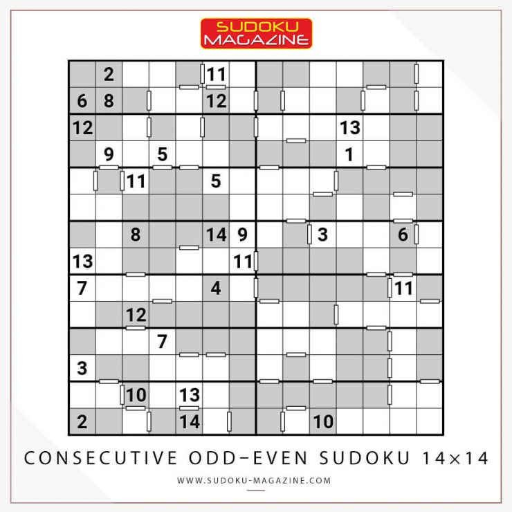 Consecutive Odd–Even Sudoku 14×14