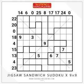 Jigsaw Sandwich Sudoku X 9×9