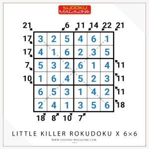 Little Killer Rokudoku X 6×6 Solution