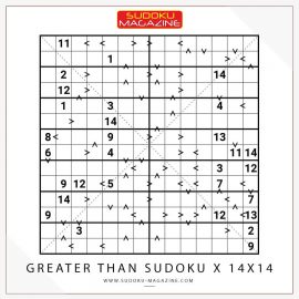 Greater Than Sudoku X 14x14