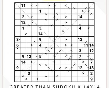 Greater Than Sudoku X 14x14