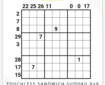 Touchless Sandwich Sudoku 9×9