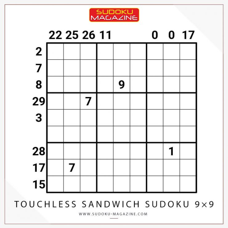 Touchless Sandwich Sudoku 9×9