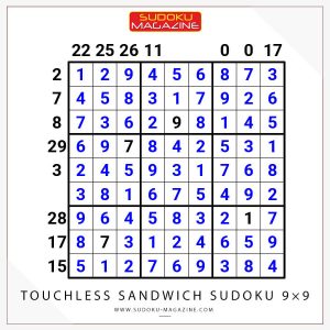 Touchless Sandwich Sudoku 9×9 Solution